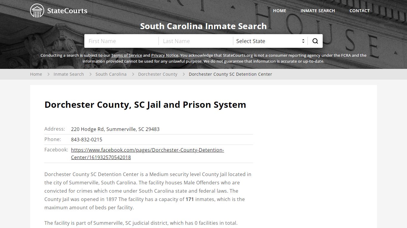 Dorchester County, SC Jail and Prison System - State Courts